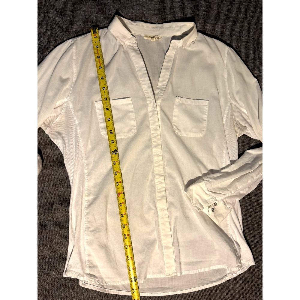 Medium Eileen Fisher button down white shirt with stretchable side panels
